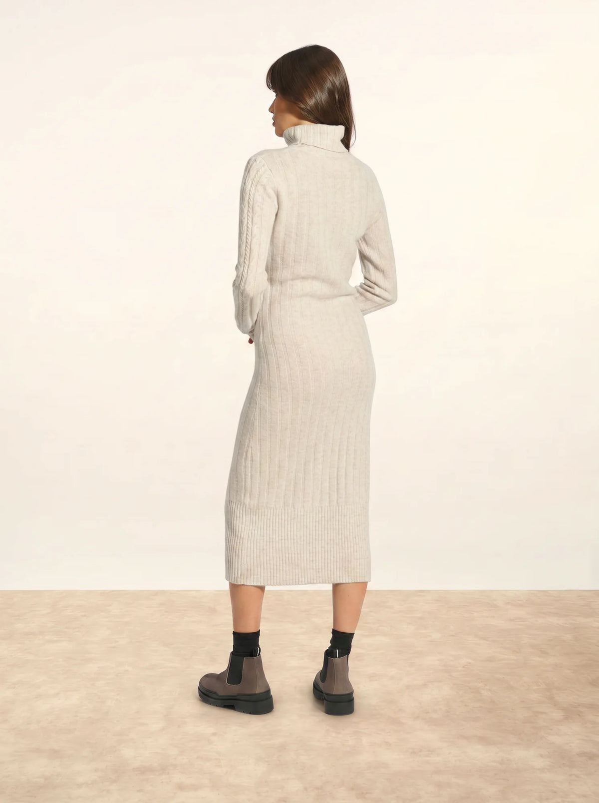 DOLKAR Robe Col Roulé 4 Fils Gris Perle Chiné