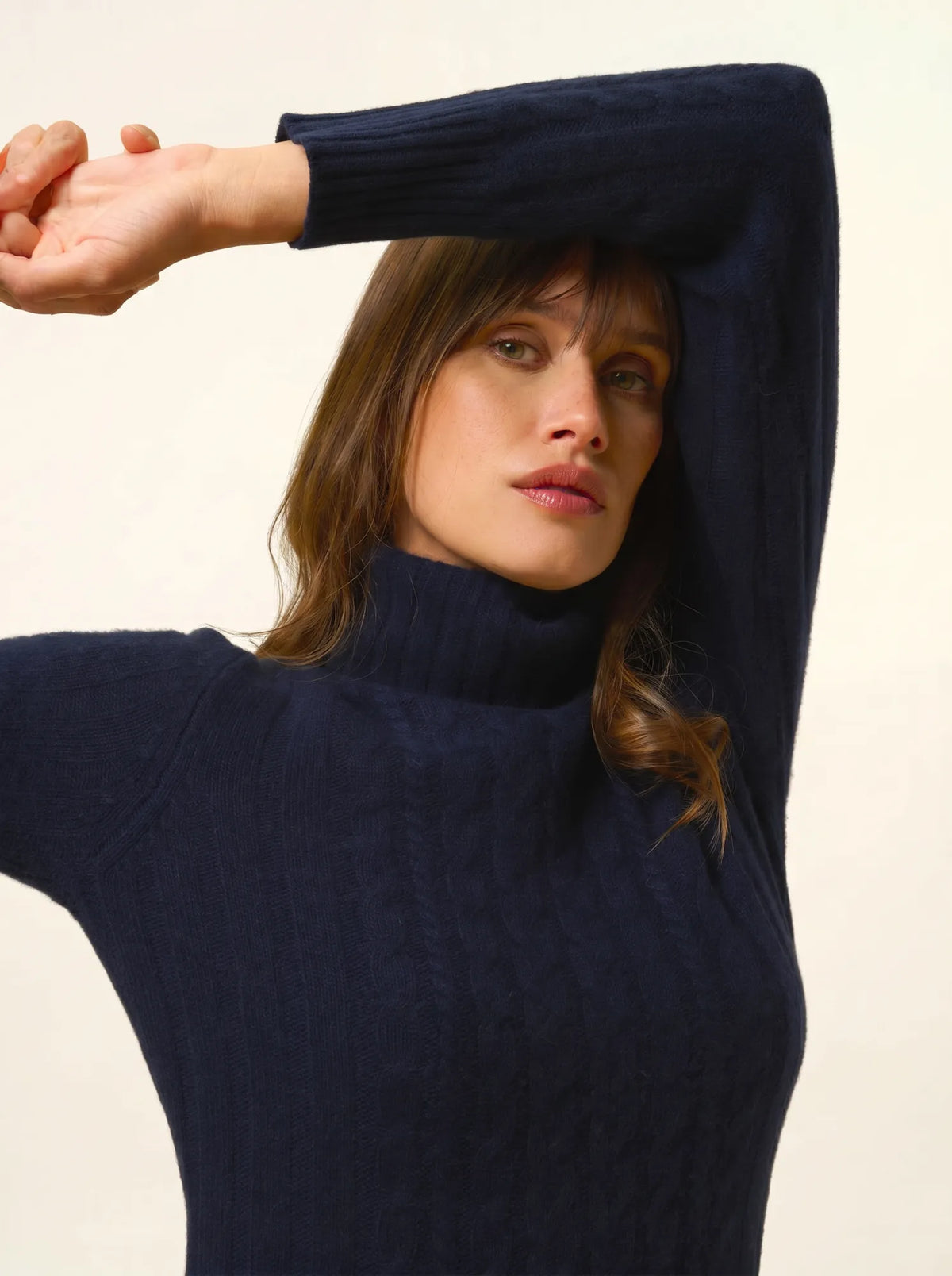 DOLKAR Robe Col Roulé 4 Fils Bleu Marine
