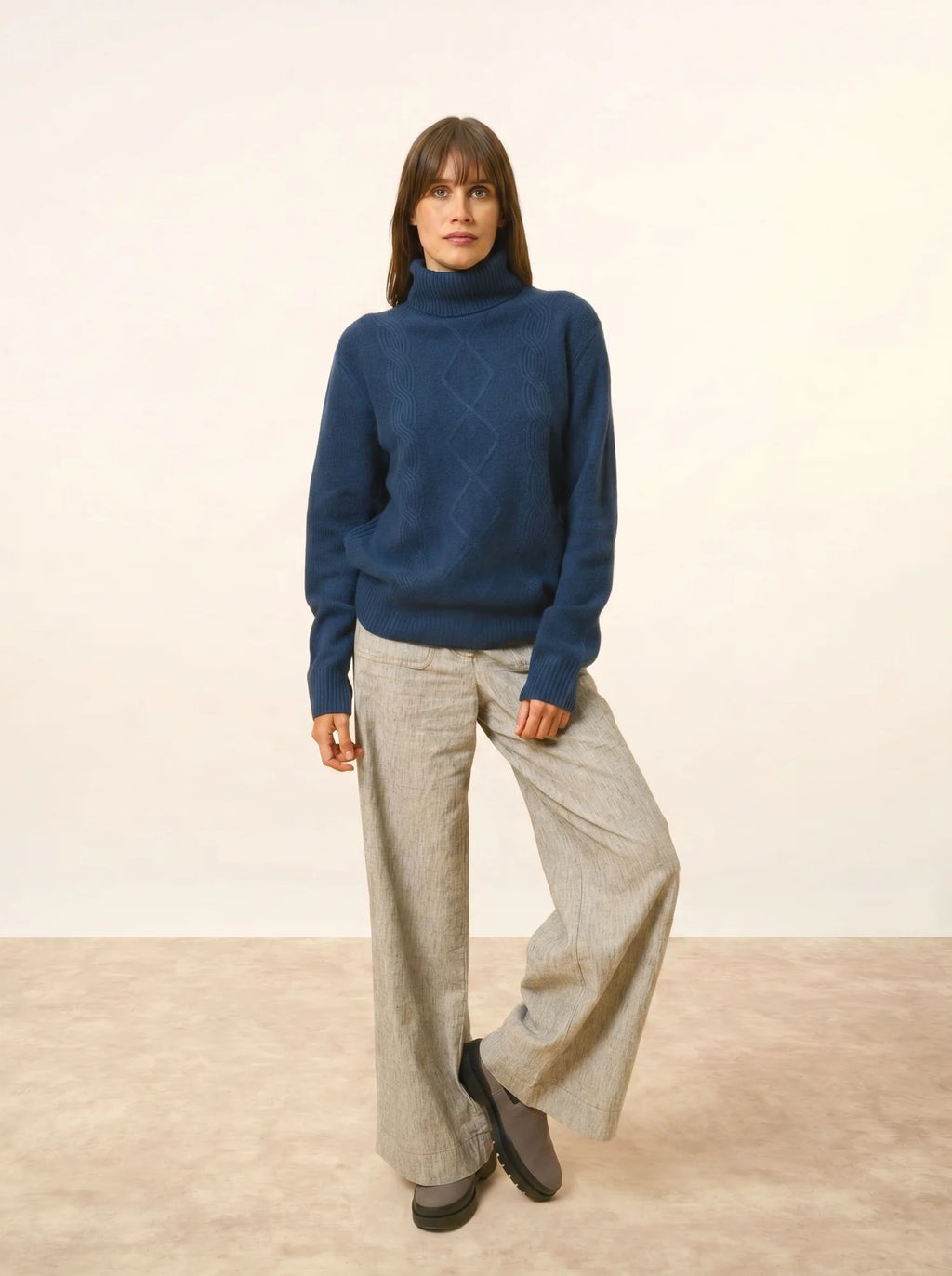 DOLMA Pullover Rollkragen 6-fädig Petrolblau