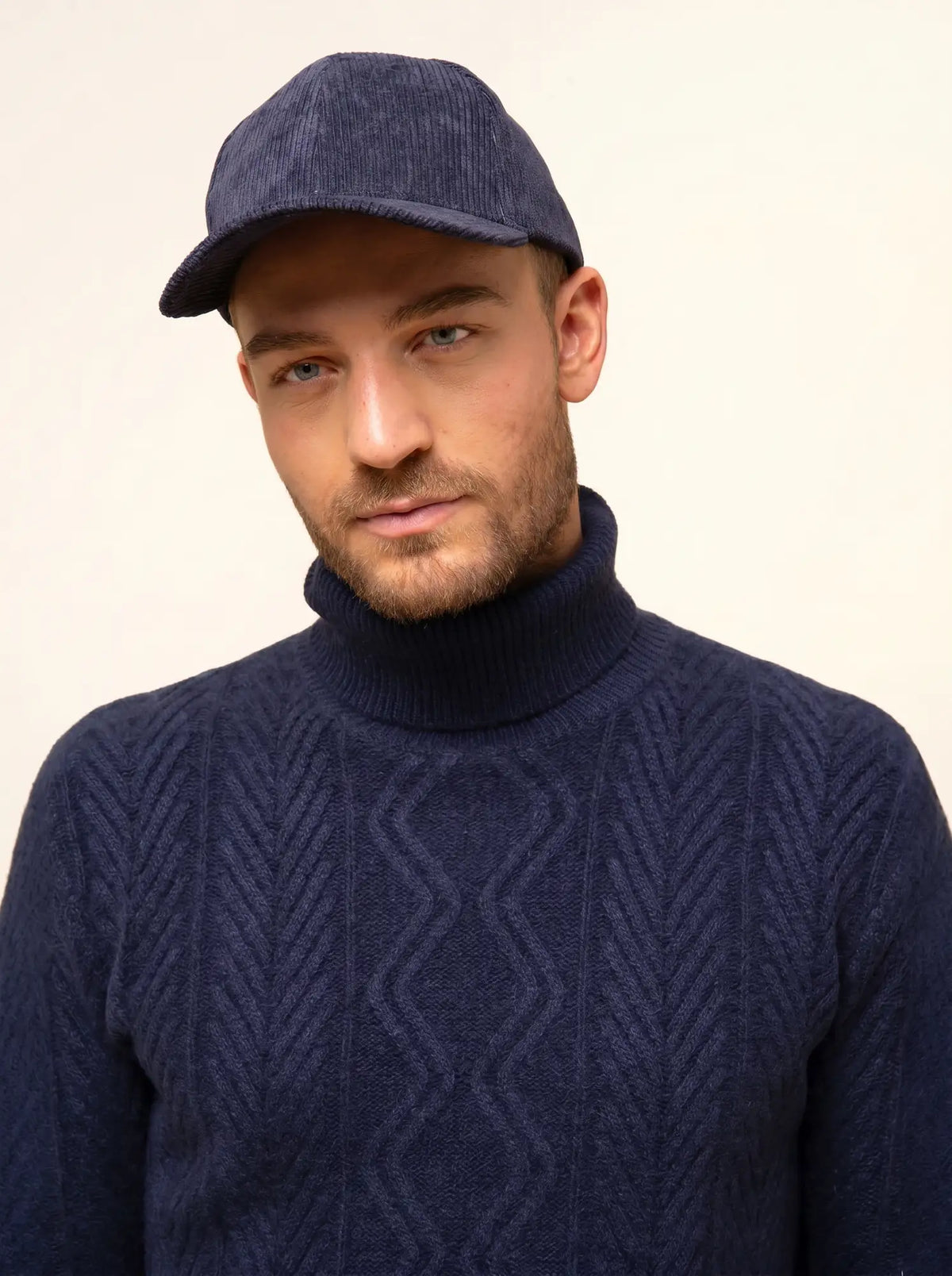 DORJE Pull Col Roulé 6 Fils Bleu Nuit Chiné
