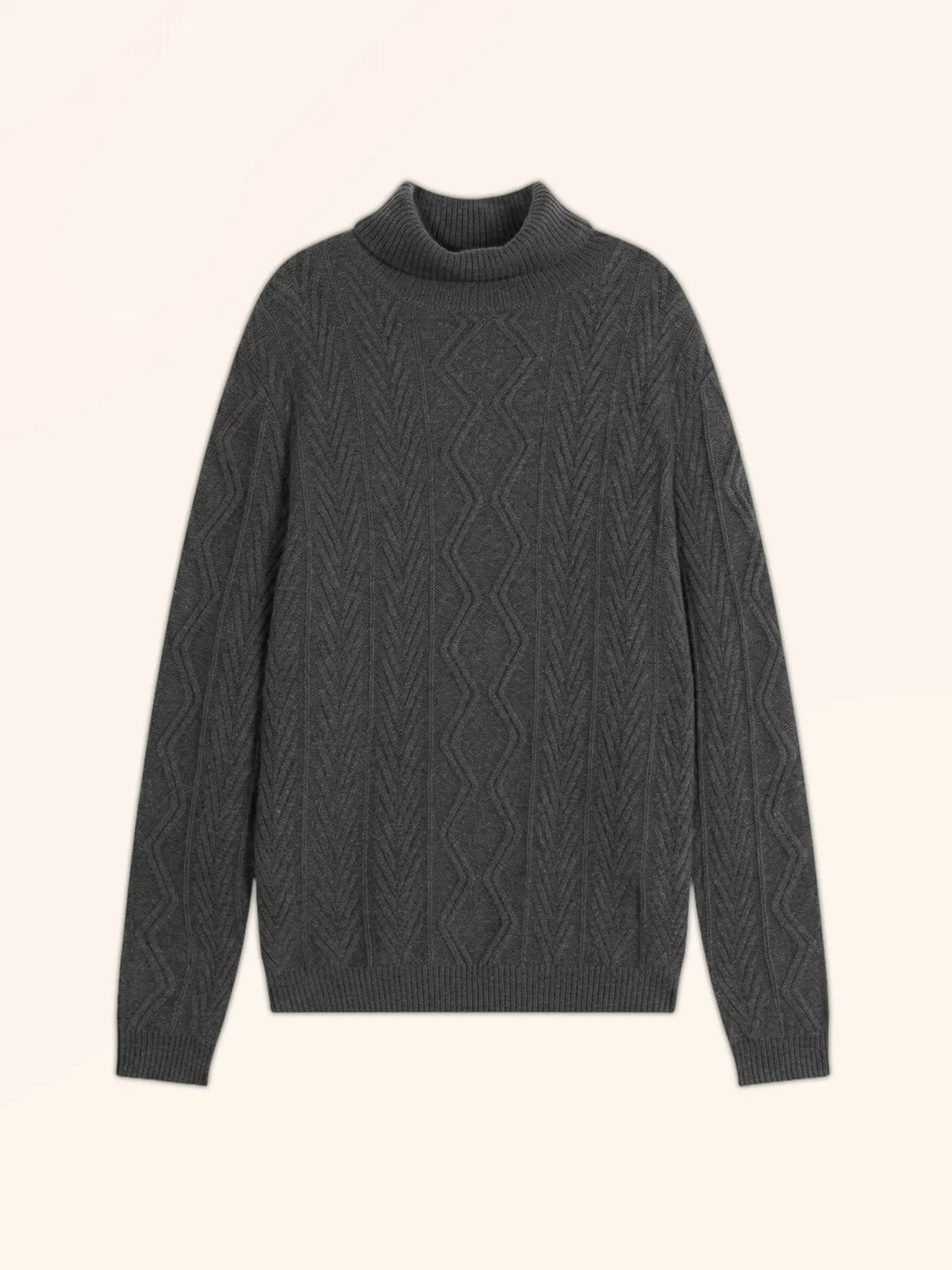 DORJE Pull Col Roulé 6 Fils Anthracite Chiné