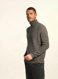 DORJE Pull Col Roulé 6 Fils Anthracite Chiné