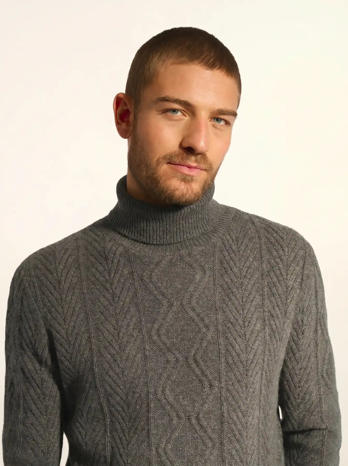 DORJE Pull Col Roulé 6 Fils Anthracite Chiné