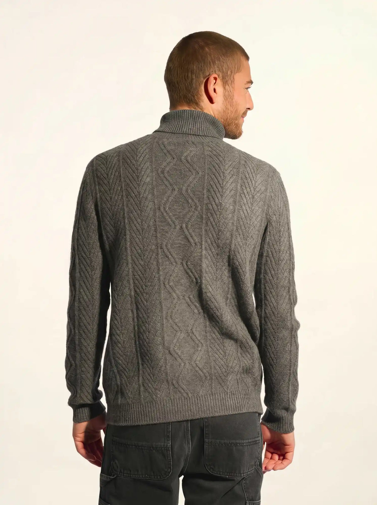 DORJE Pull Col Roulé 6 Fils Anthracite Chiné