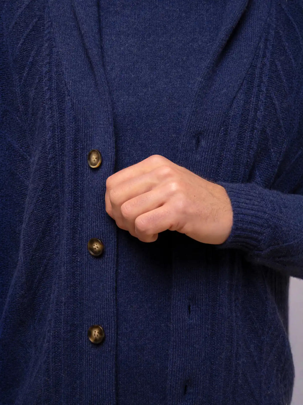 GARMA Veste Boutonnée Col Châle 6 Fils Bleu Nuit