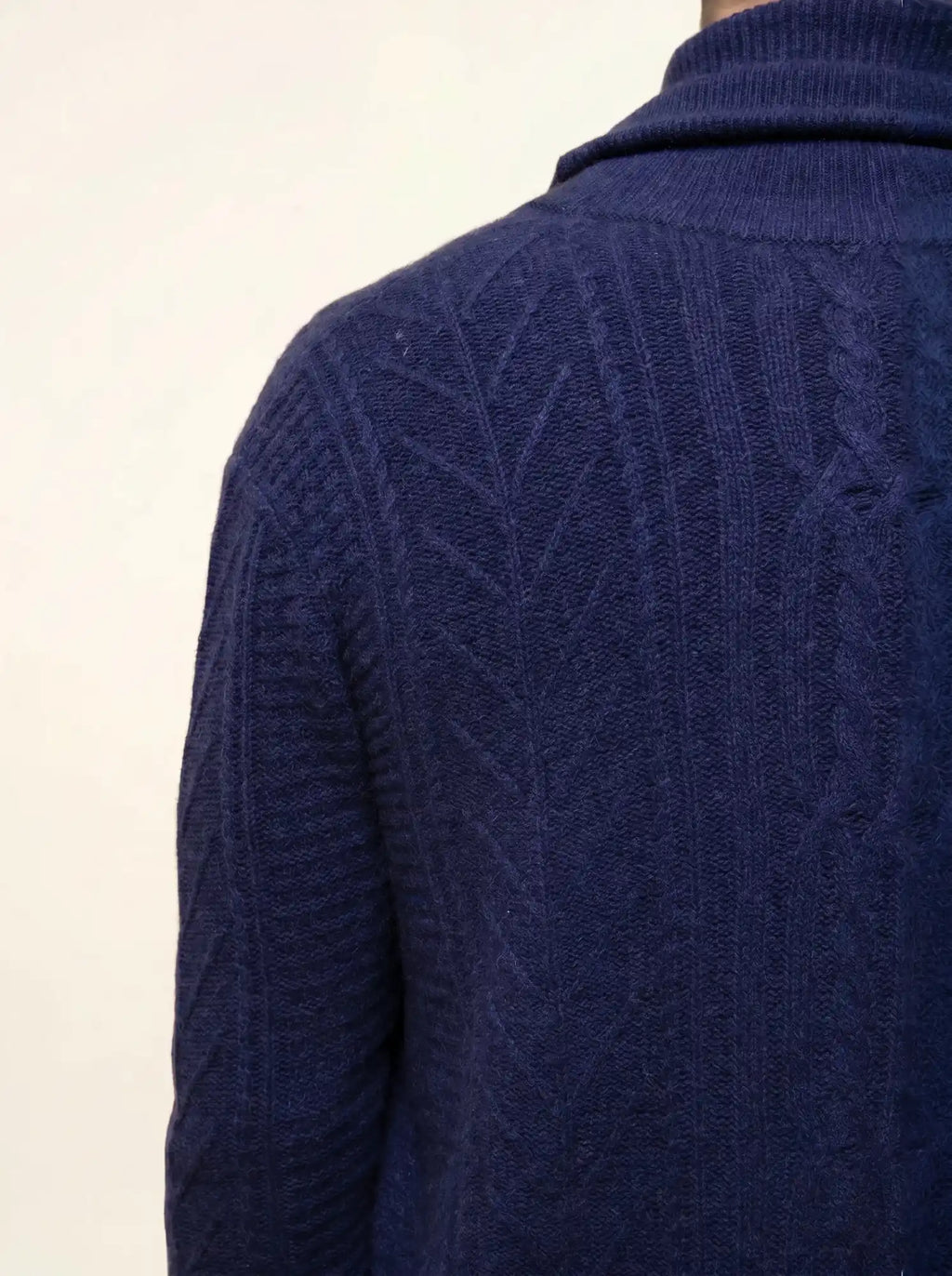 GARMA Veste Boutonnée Col Châle 6 Fils Bleu Nuit