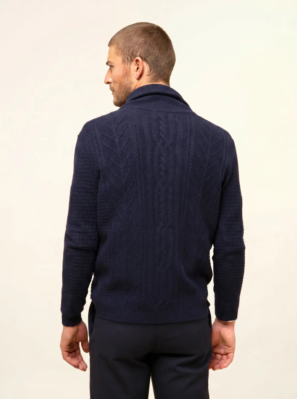 GARMA Veste Boutonnée Col Châle 6 Fils Bleu Marine