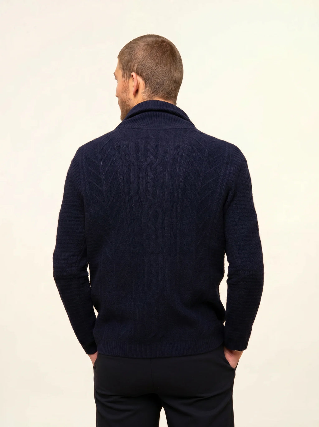 GARMA Veste Boutonnée Col Châle 6 Fils Bleu Marine