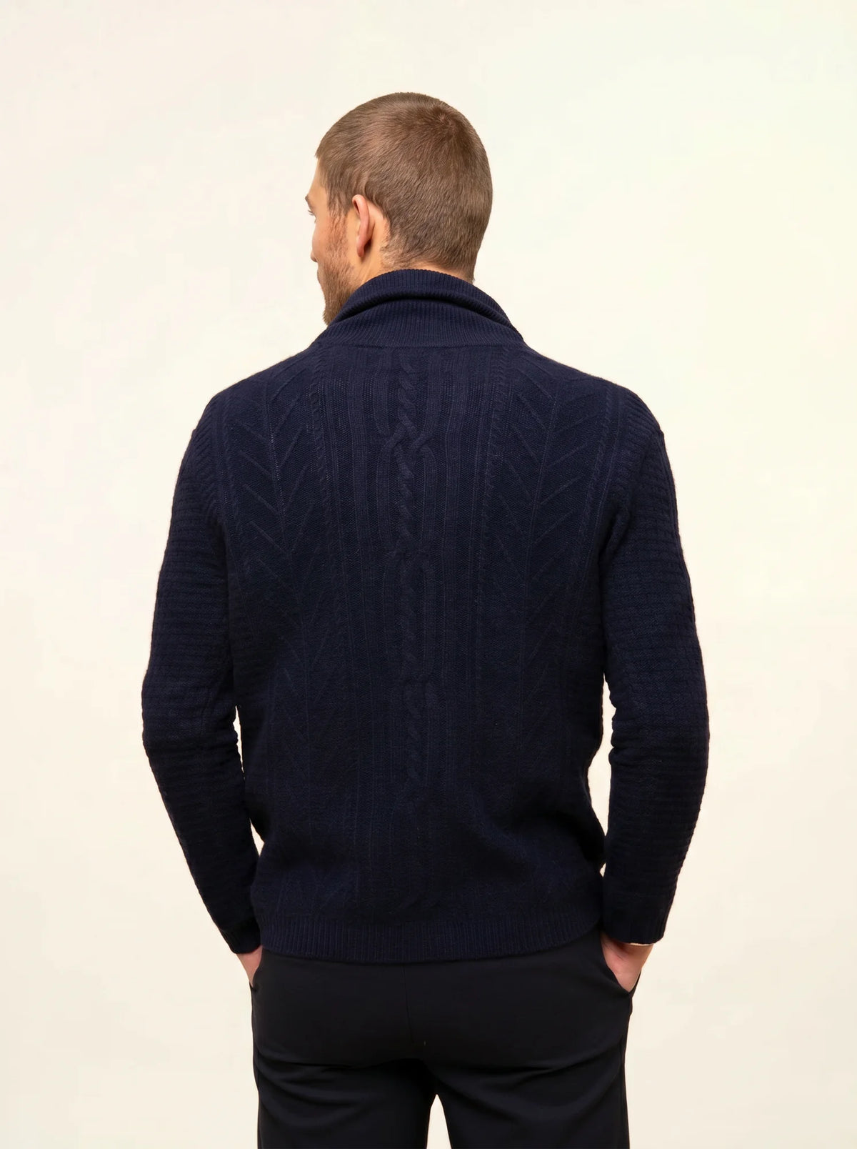 GARMA Veste Boutonnée Col Châle 6 Fils Bleu Marine