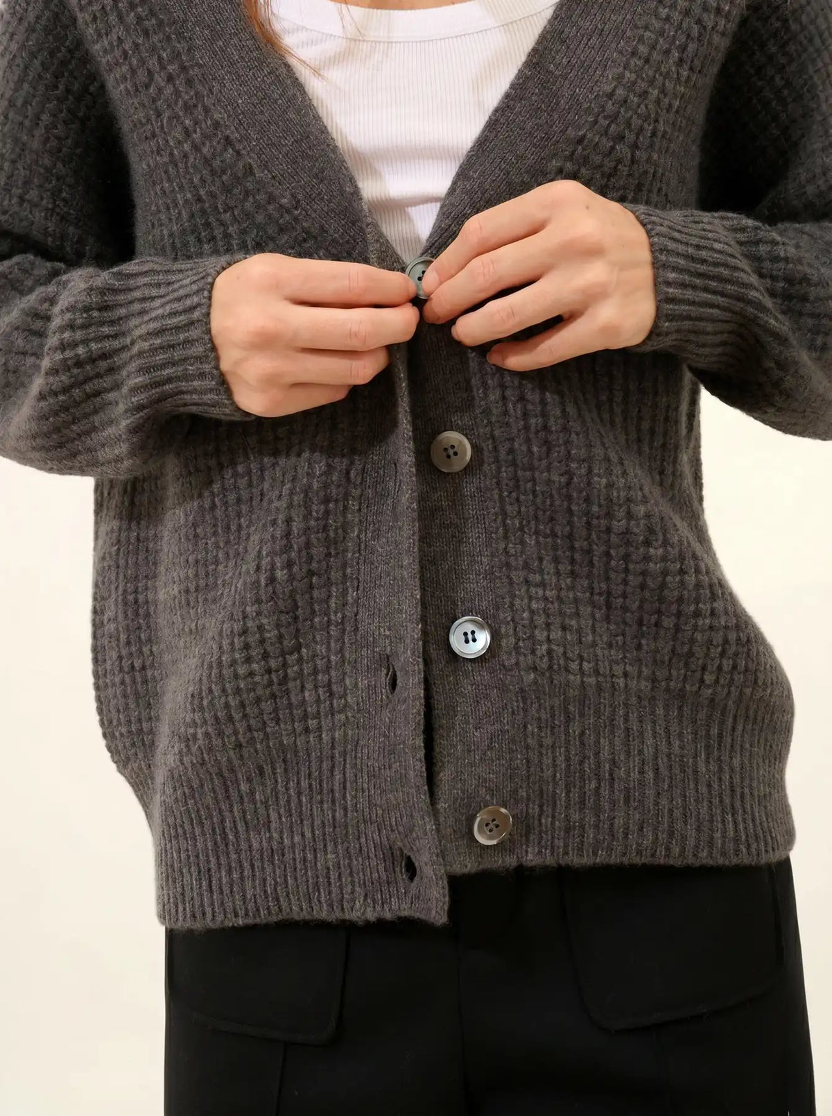 CHODRAK Cardigan Col V 8 Fils Anthracite Chiné