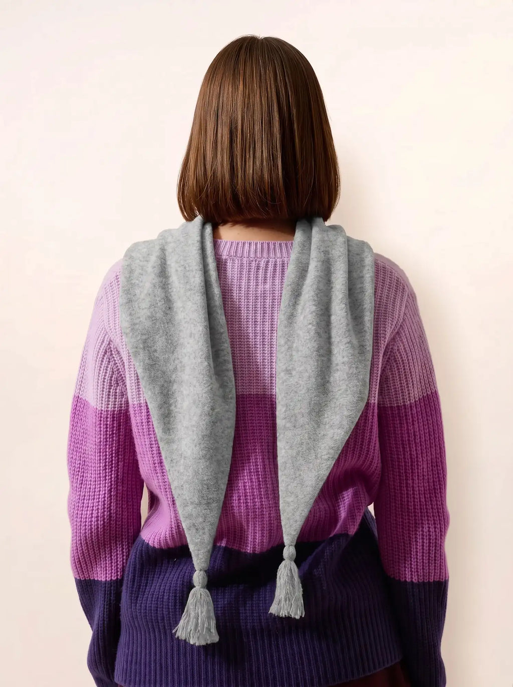 LIMA Écharpe Triangle avec Franges 4 Fils Gris Souris Chiné