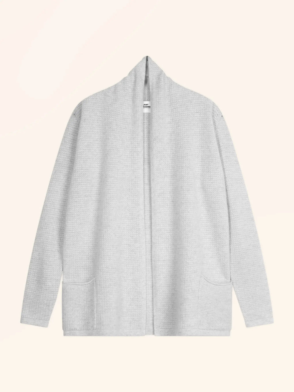 TARAPOTO Veste Longue Ouverte Col Châle 4 Fils Gris Perle Chiné
