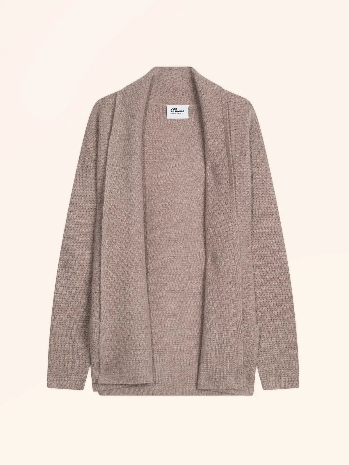 TARAPOTO Jacket Long Open Shawl Collar 4 Ply Light Heather Taupe