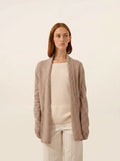 TARAPOTO Jacket Long Open Shawl Collar 4 Ply Light Heather Taupe