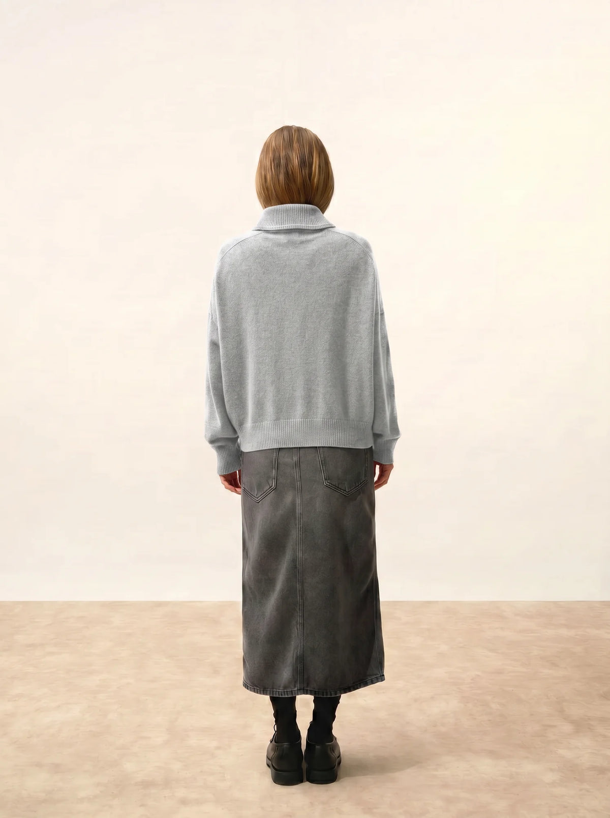 PIURA pull col claudine gris clair chiné