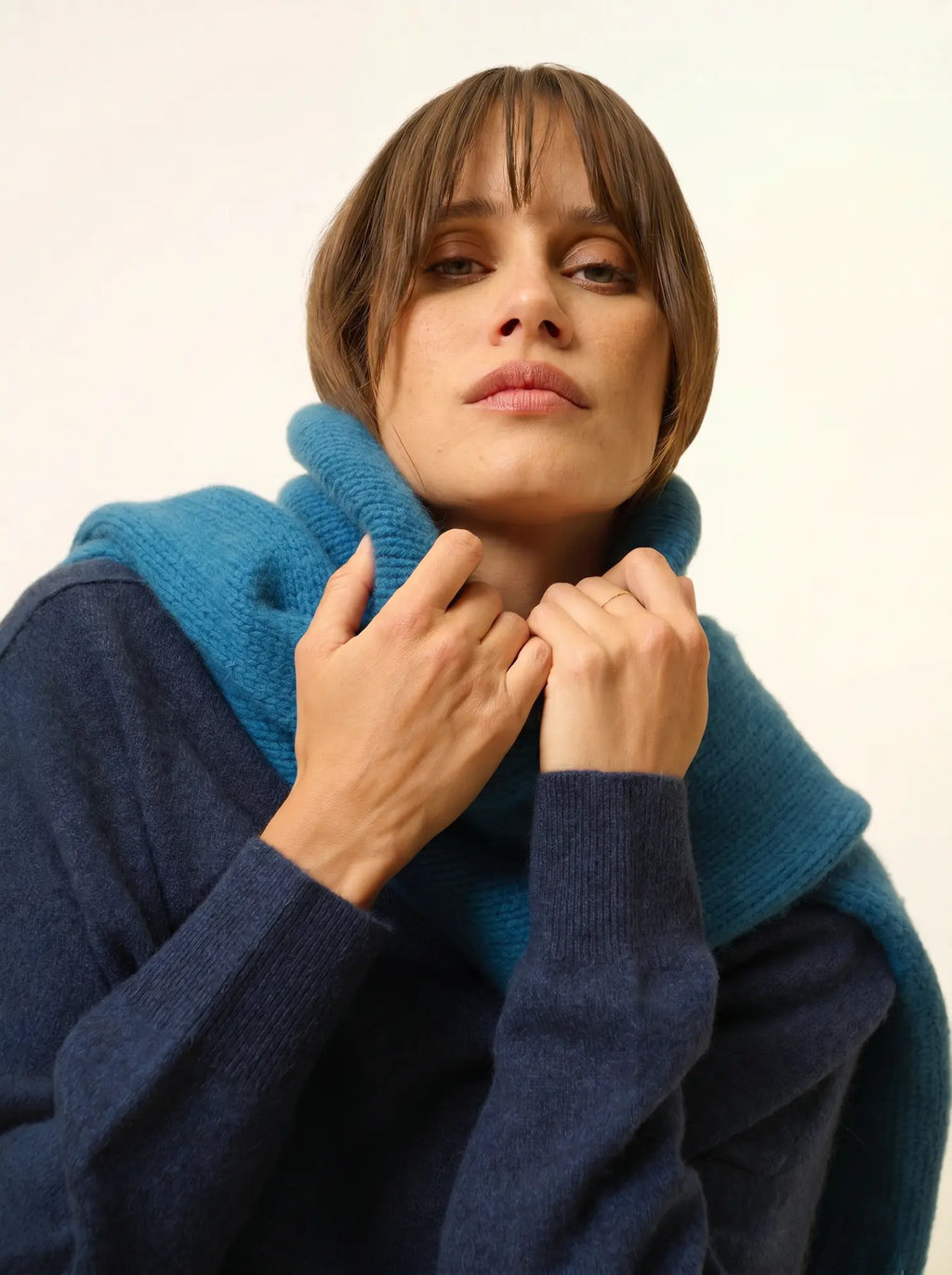 PIURA Sweater Peter Pan Collar Heather Midnight Blue