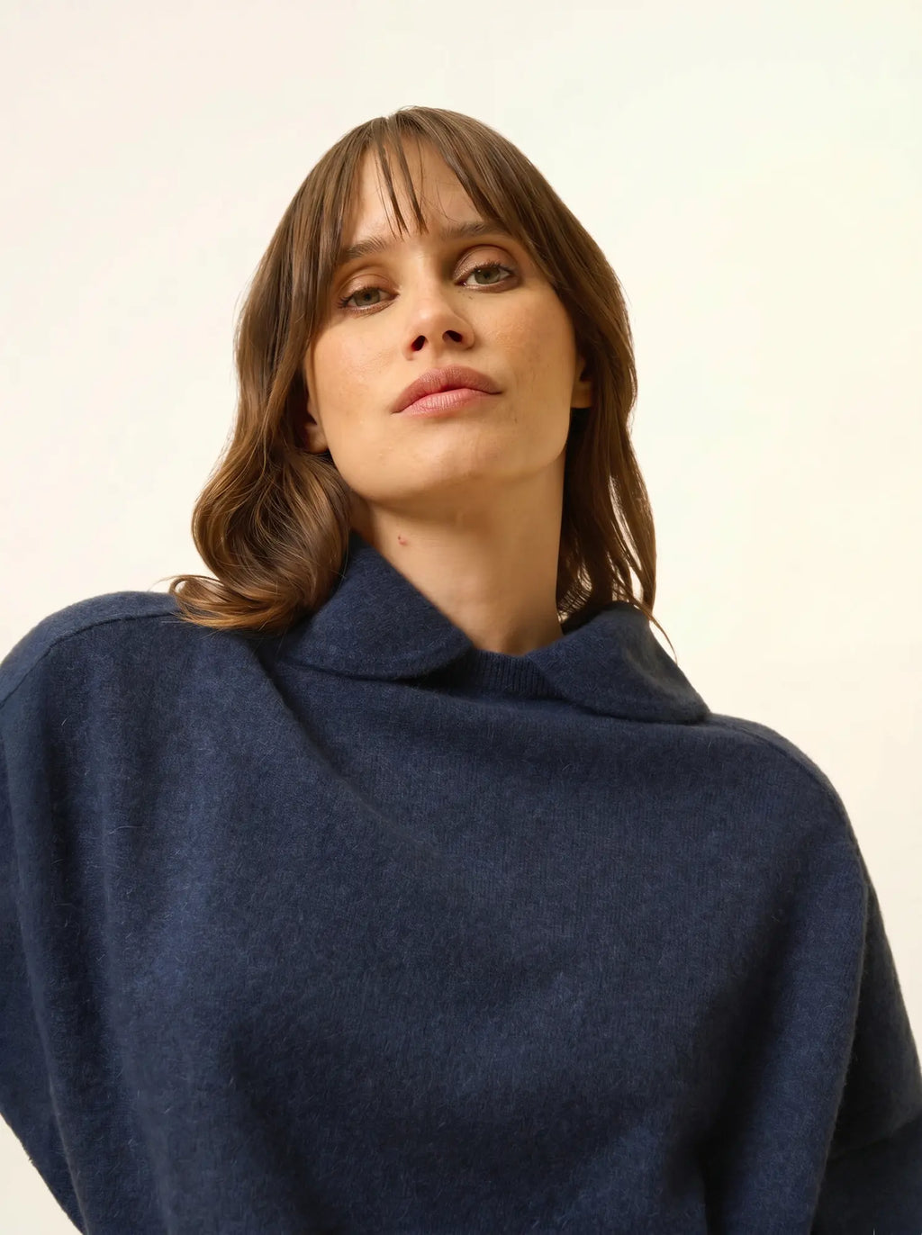 PIURA Sweater Peter Pan Collar Heather Midnight Blue