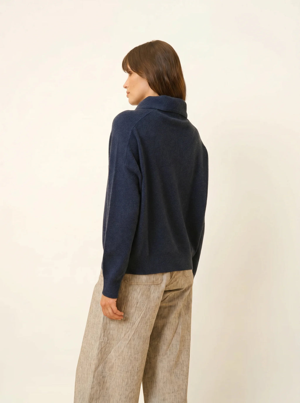 PIURA Sweater Peter Pan Collar Heather Midnight Blue
