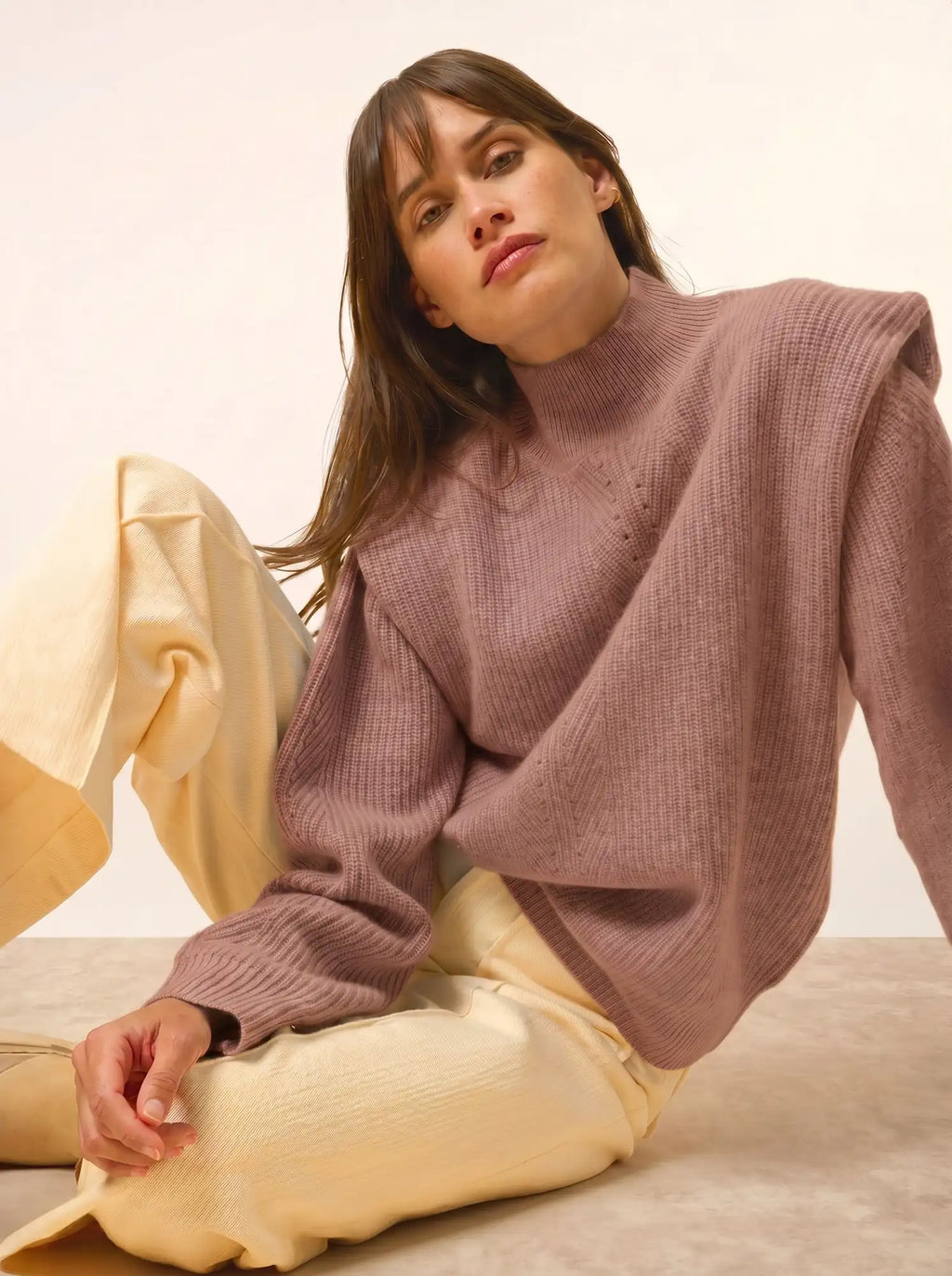 IQUITOS Pullover Stehkragen Falten an Schultern 4-fädig Terracotta