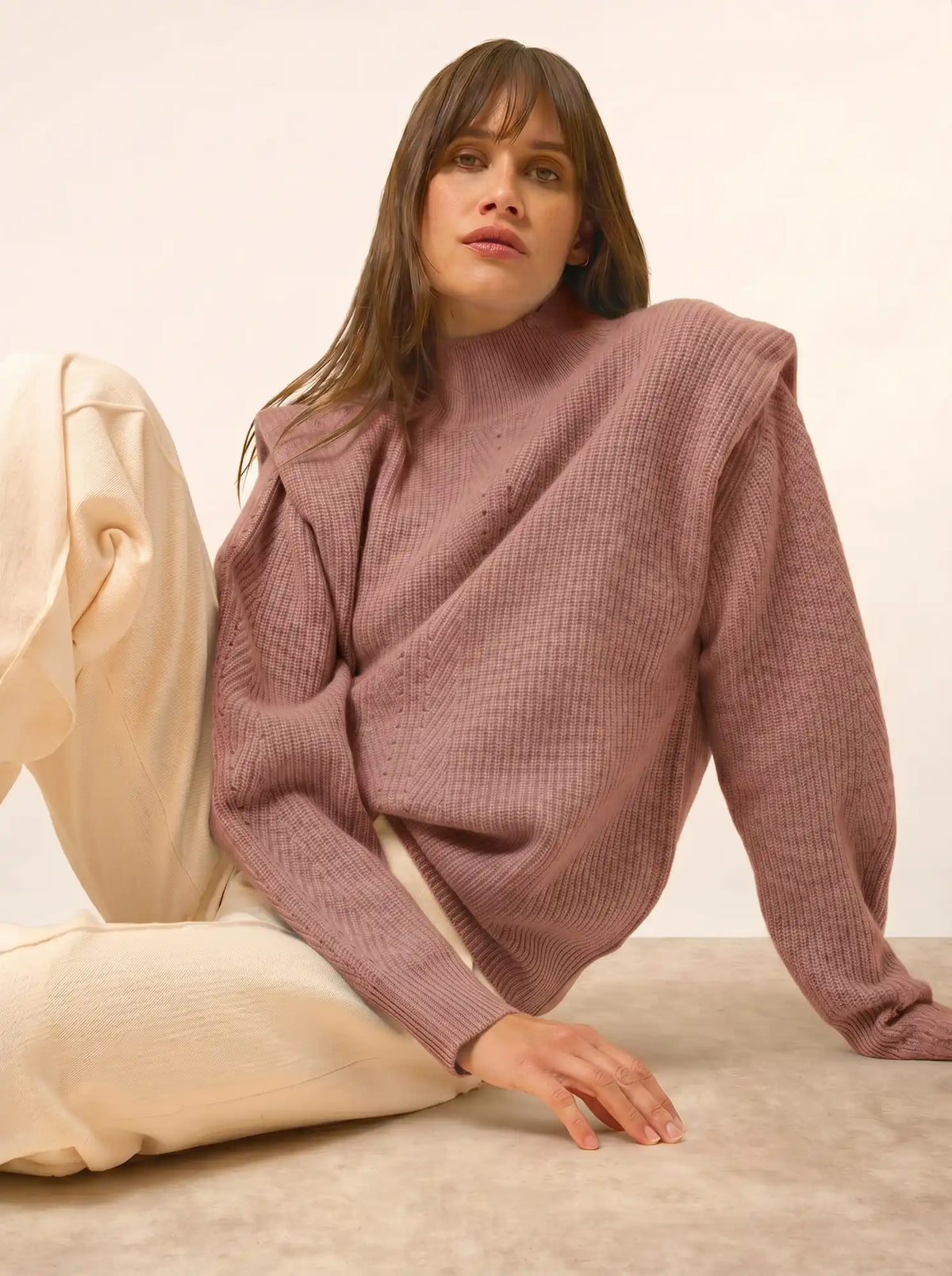 IQUITOS Pullover Stehkragen Falten an Schultern 4-fädig Terracotta