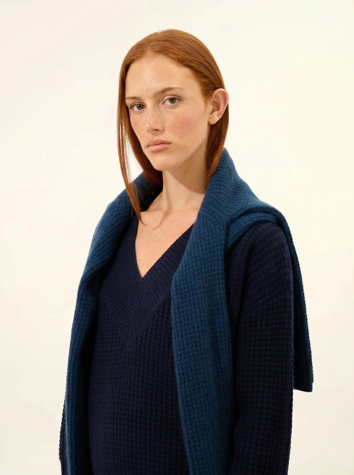 TACNA Pull Col V 8 Fils Bleu Marine