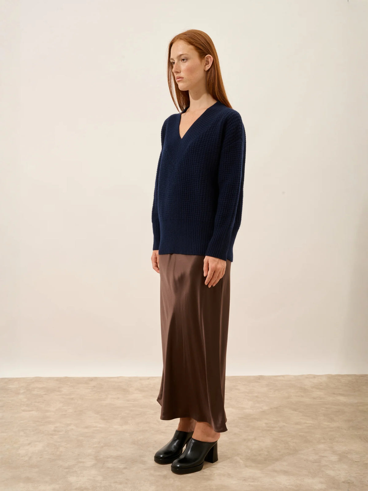 TACNA Pull Col V 8 Fils Bleu Marine