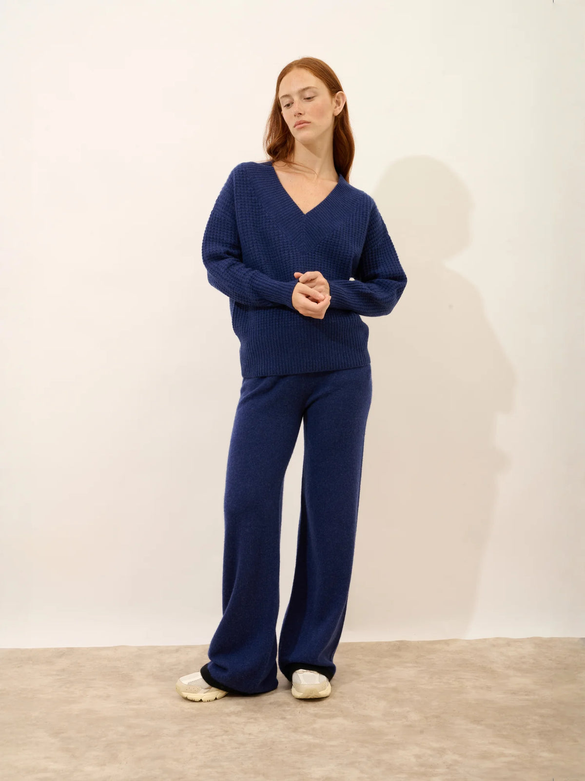 TACNA Pull Col V 8 Fils Bleu Nuit