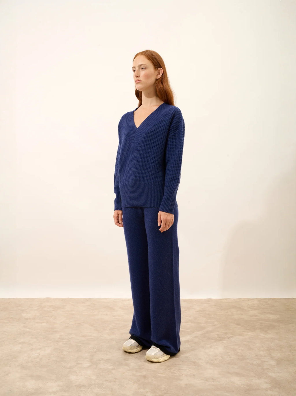 TACNA Pull Col V 8 Fils Bleu Nuit