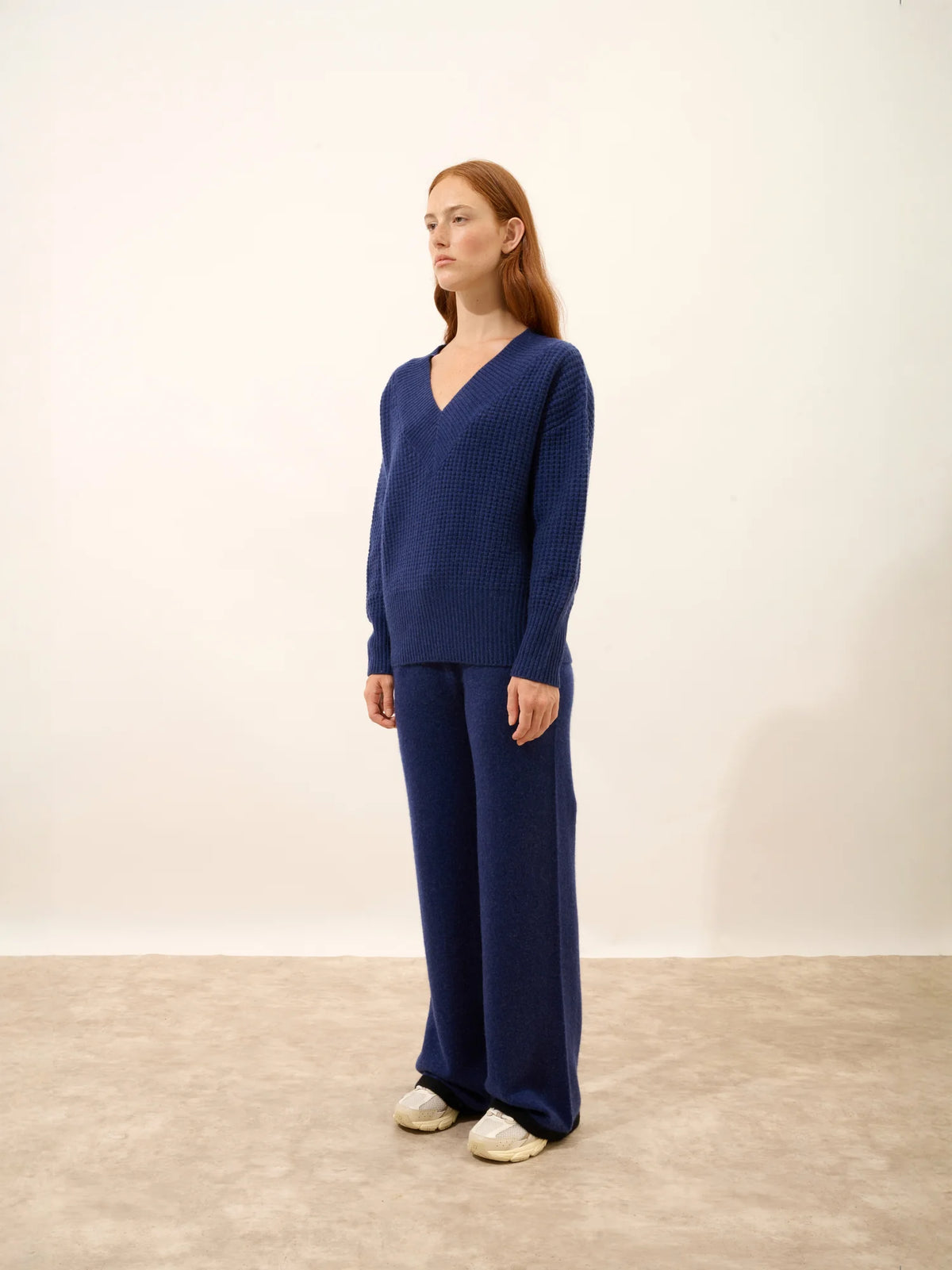 TACNA Pull Col V 8 Fils Bleu Nuit