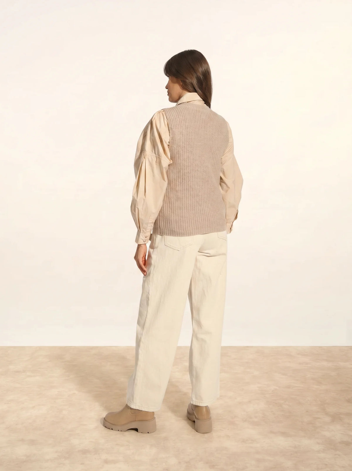 DAMPA Tank Top Crew Neck 6 Ply Light Heather Camel