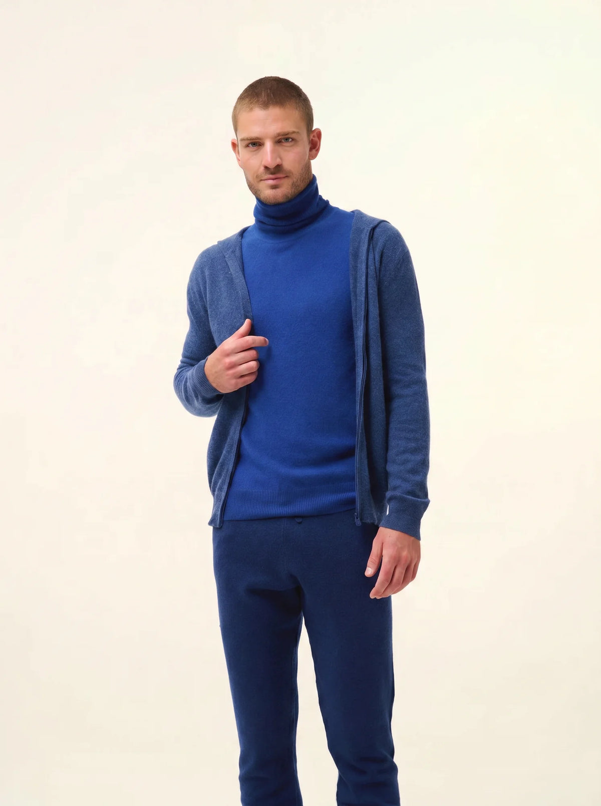 ELLIOT Gilet Zippé Capuche Océan Chiné
