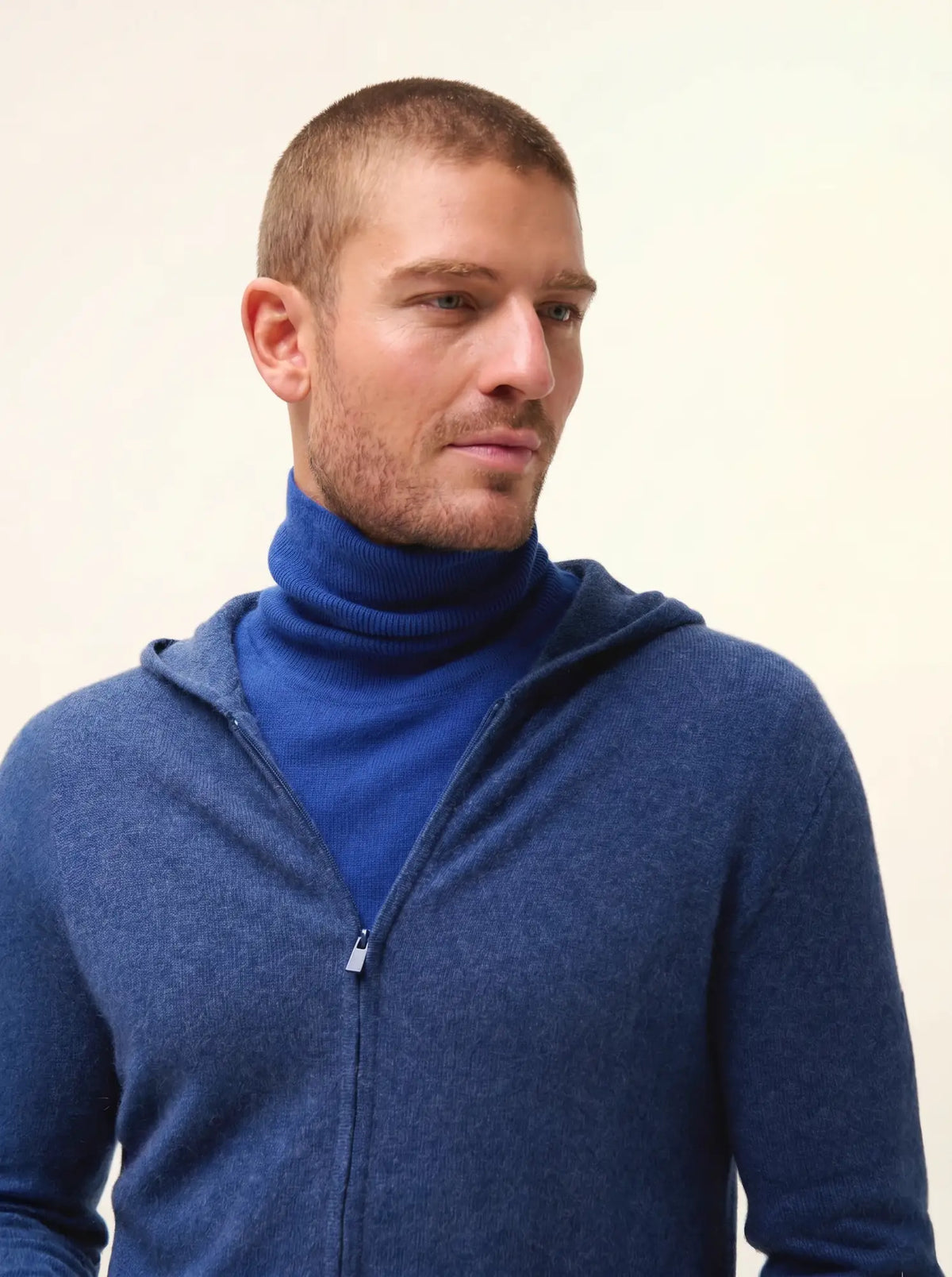 ELLIOT Gilet Zippé Capuche Océan Chiné