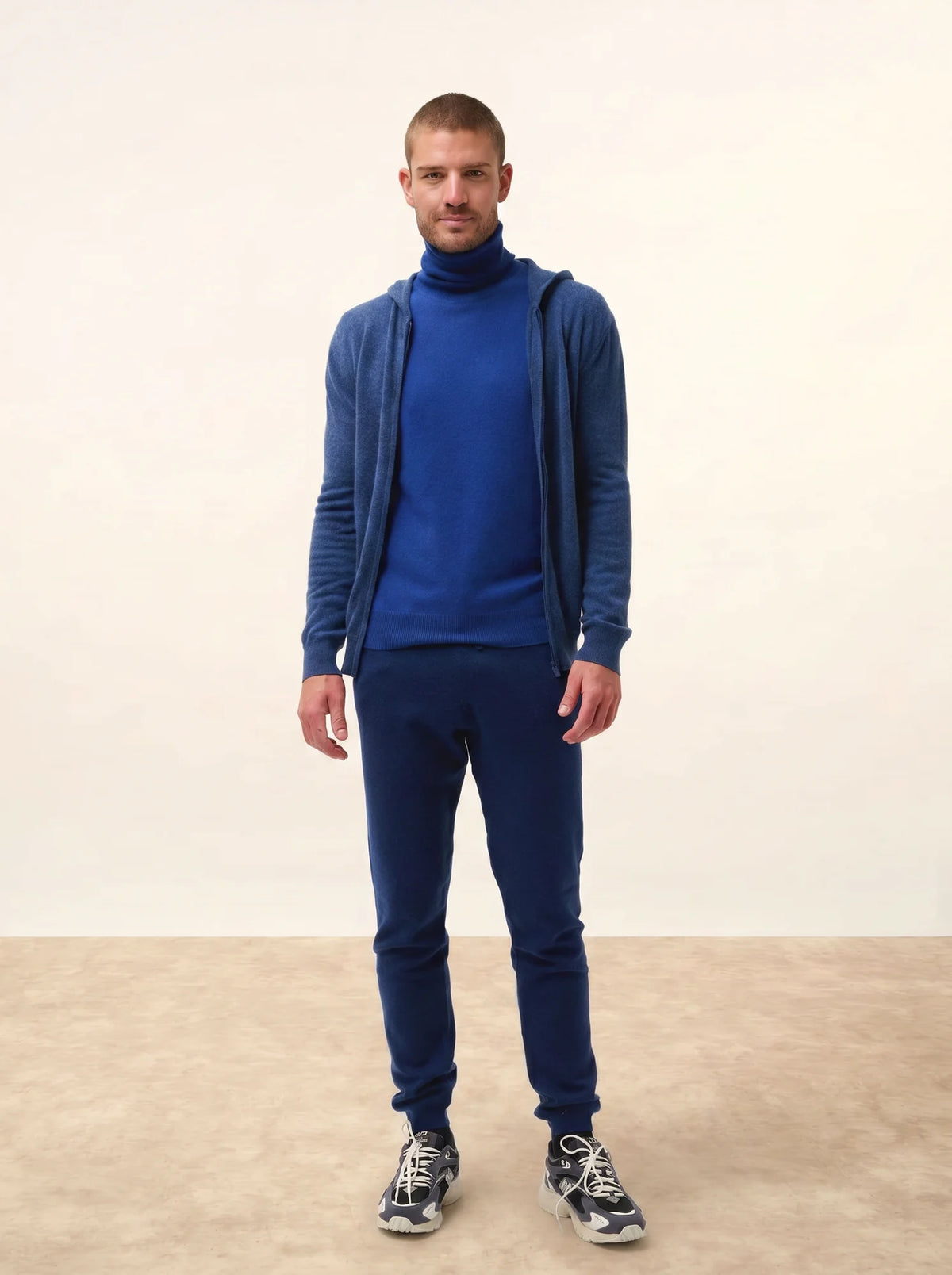 ELLIOT Gilet Zippé Capuche Océan Chiné