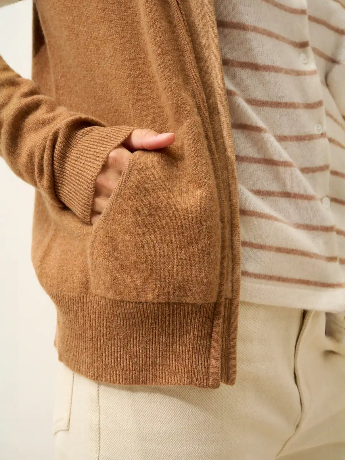 DEBBIE Gilet Zippé Capuche Noisette