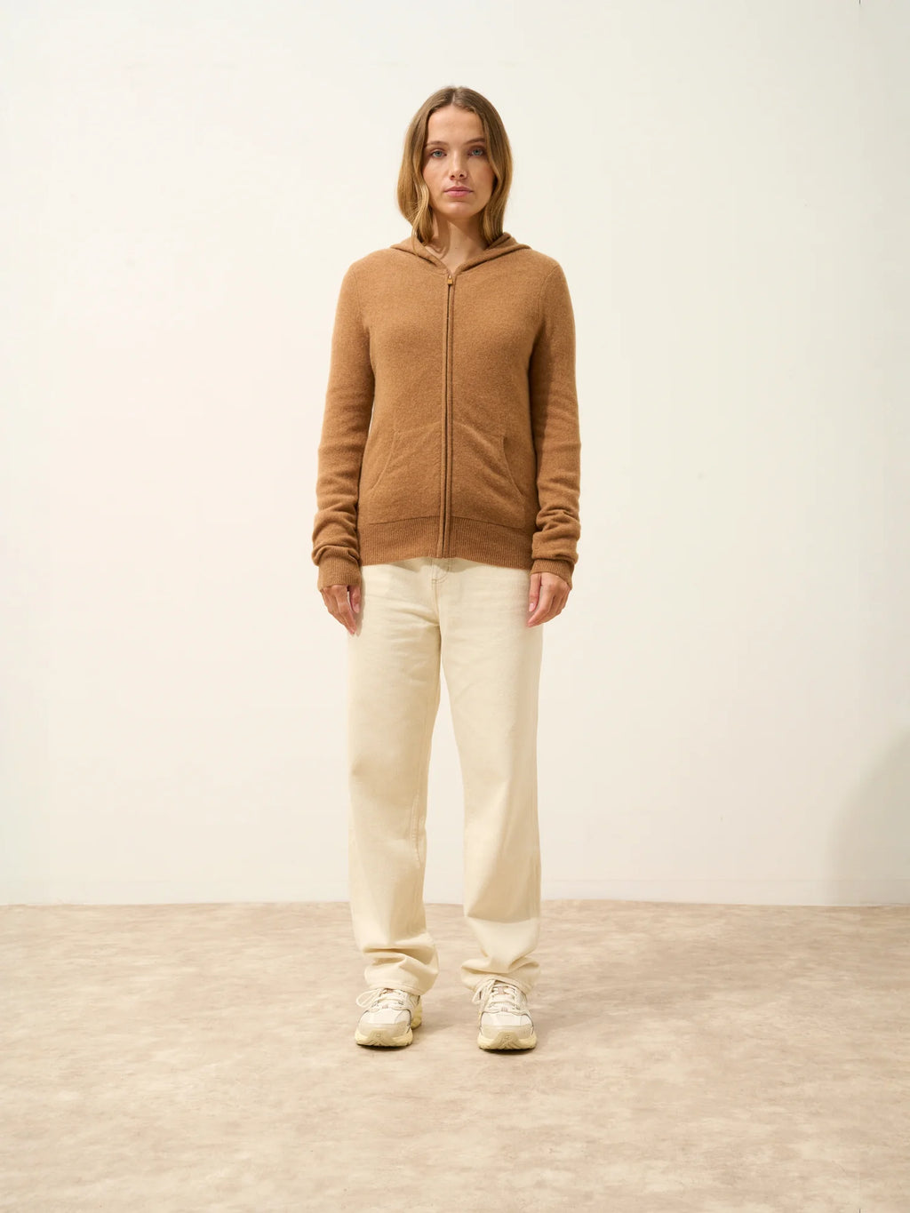 DEBBIE Gilet Zippé Capuche Noisette