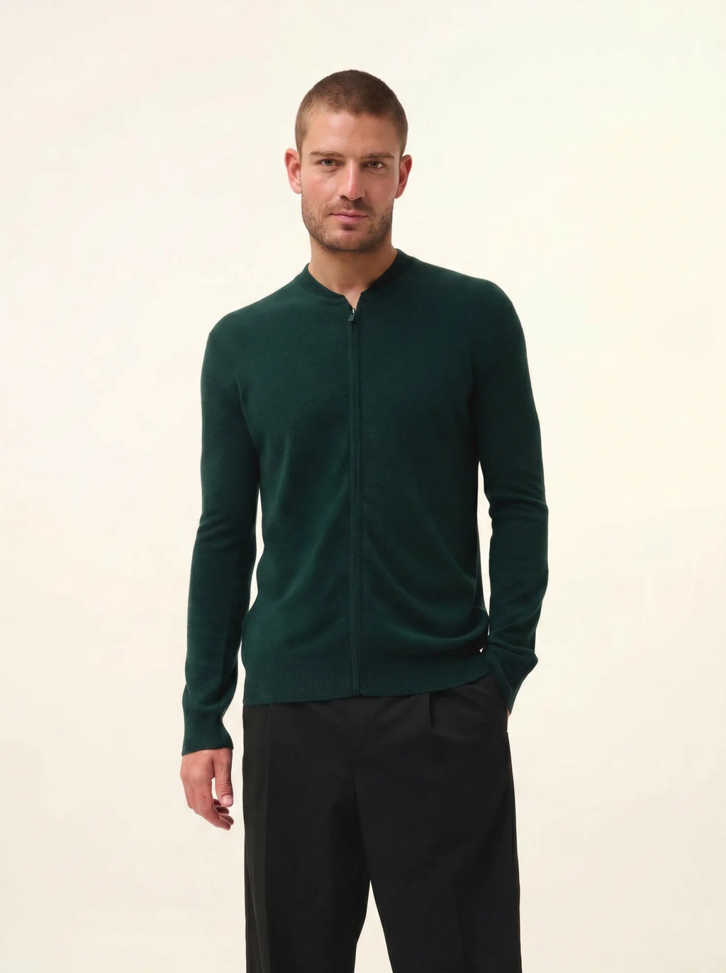 POLNOON Gilet Zippé Col Mao Cyprès