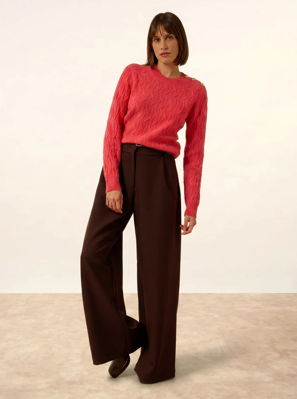 LYND Sweater Crew Neck Sailor 4 Ply Coral