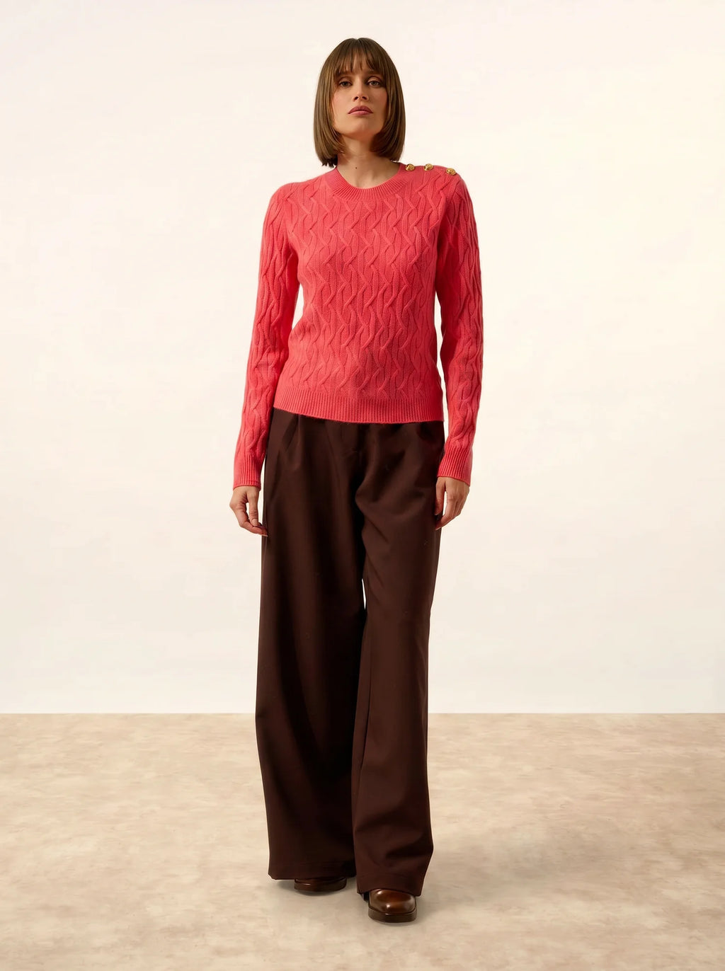 LYND Sweater Crew Neck Sailor 4 Ply Coral