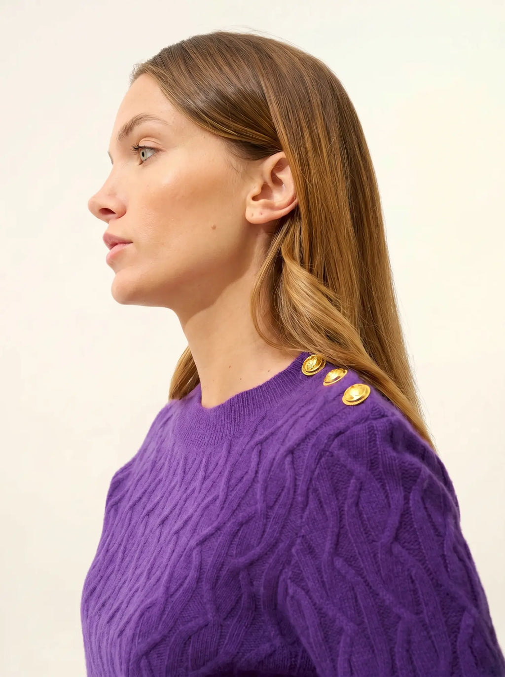 LYND Pull Col Rond Marin 4 Fils Violette