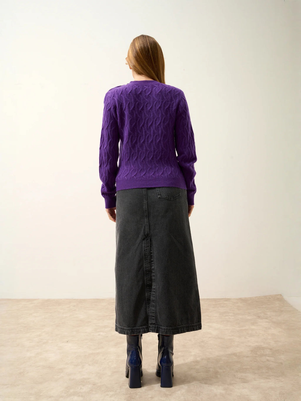 LYND Pull Col Rond Marin 4 Fils Violette