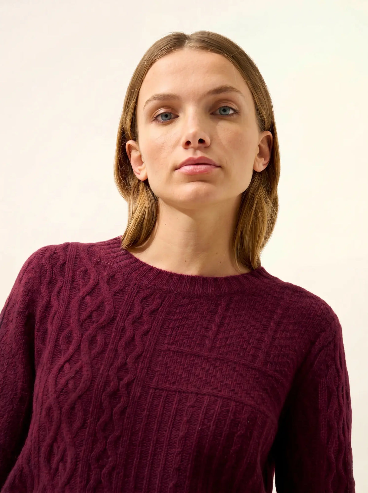 AMALA Pull Col Rond 6 Fils Mûre