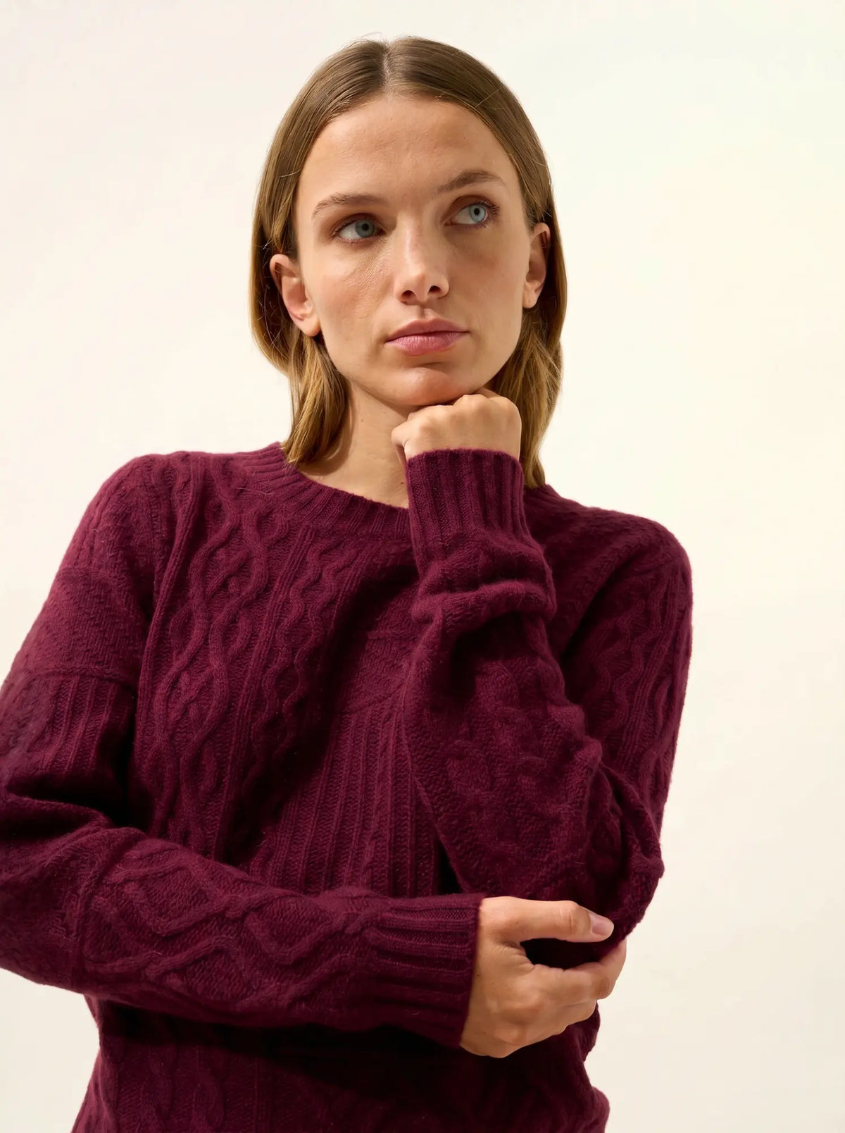 AMALA Pull Col Rond 6 Fils Mûre