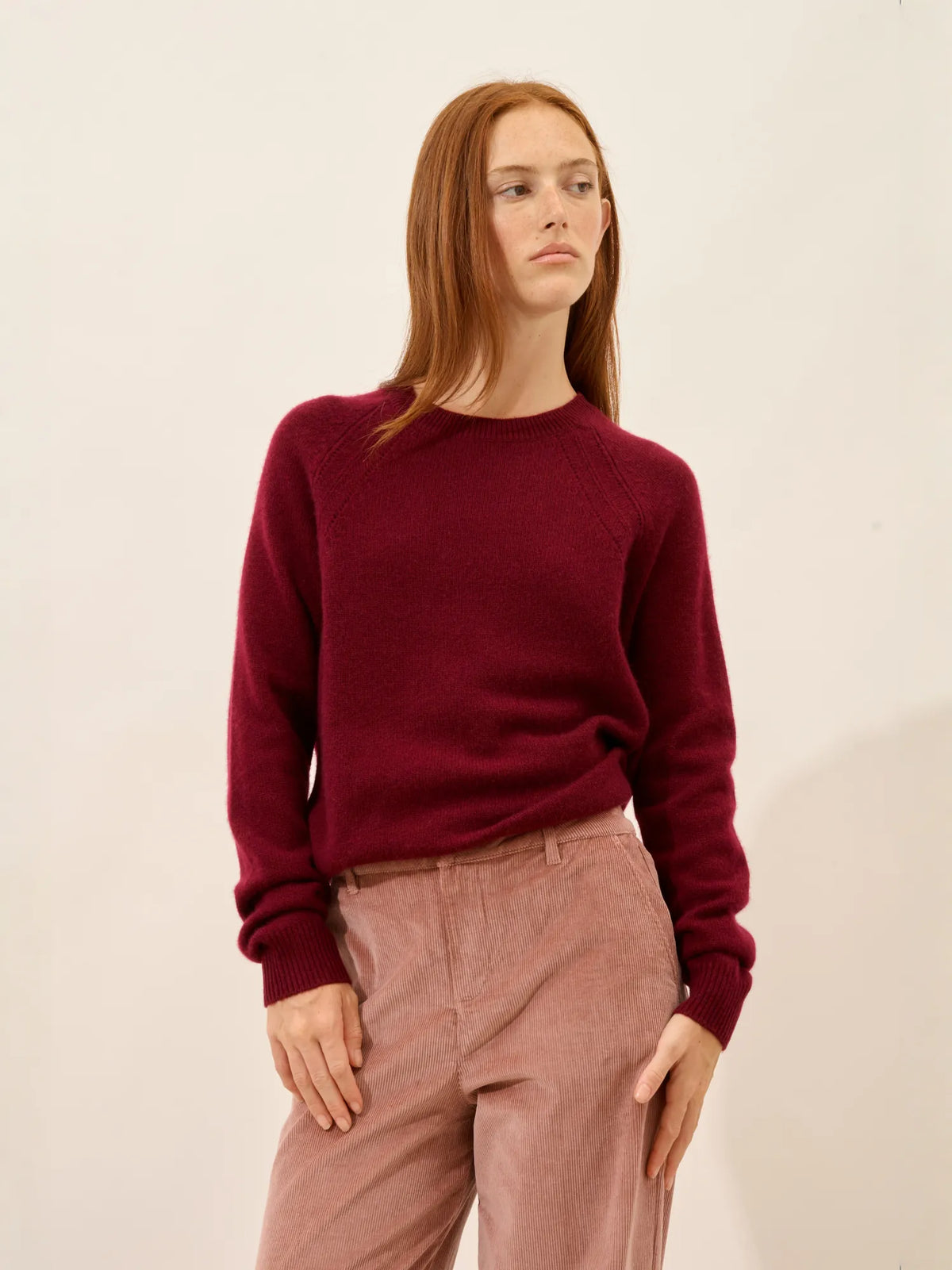 AREQUIPA Pull Col Rond 4 Fils Bordeaux