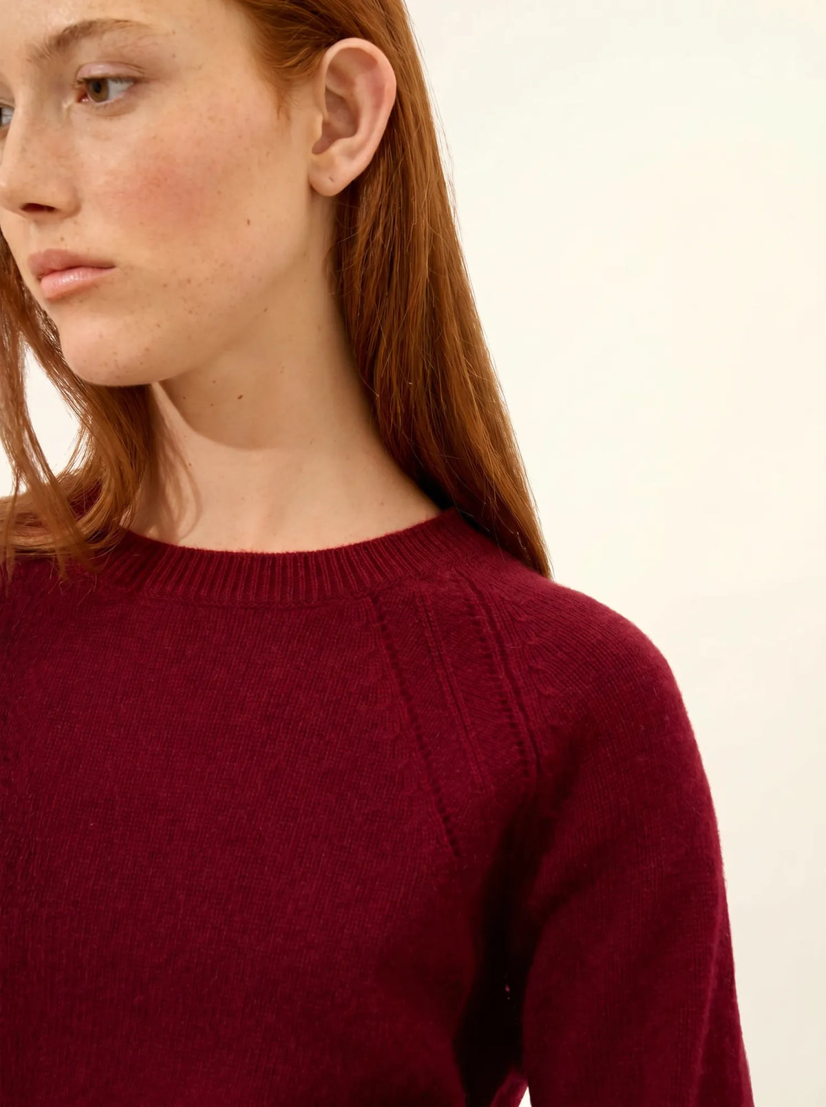 AREQUIPA Pull Col Rond 4 Fils Bordeaux