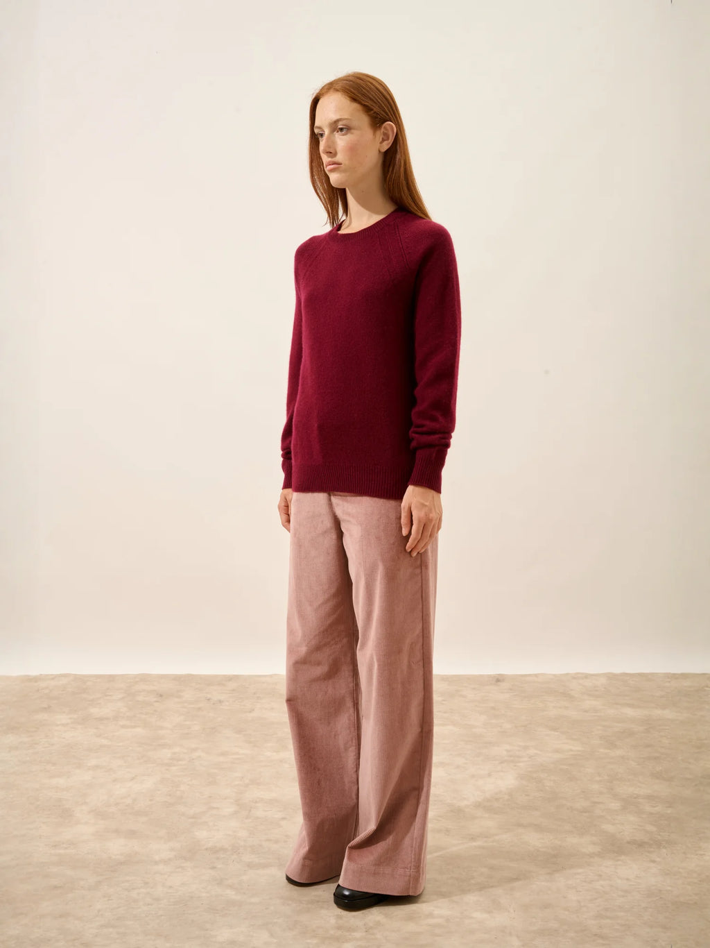 AREQUIPA Pull Col Rond 4 Fils Bordeaux