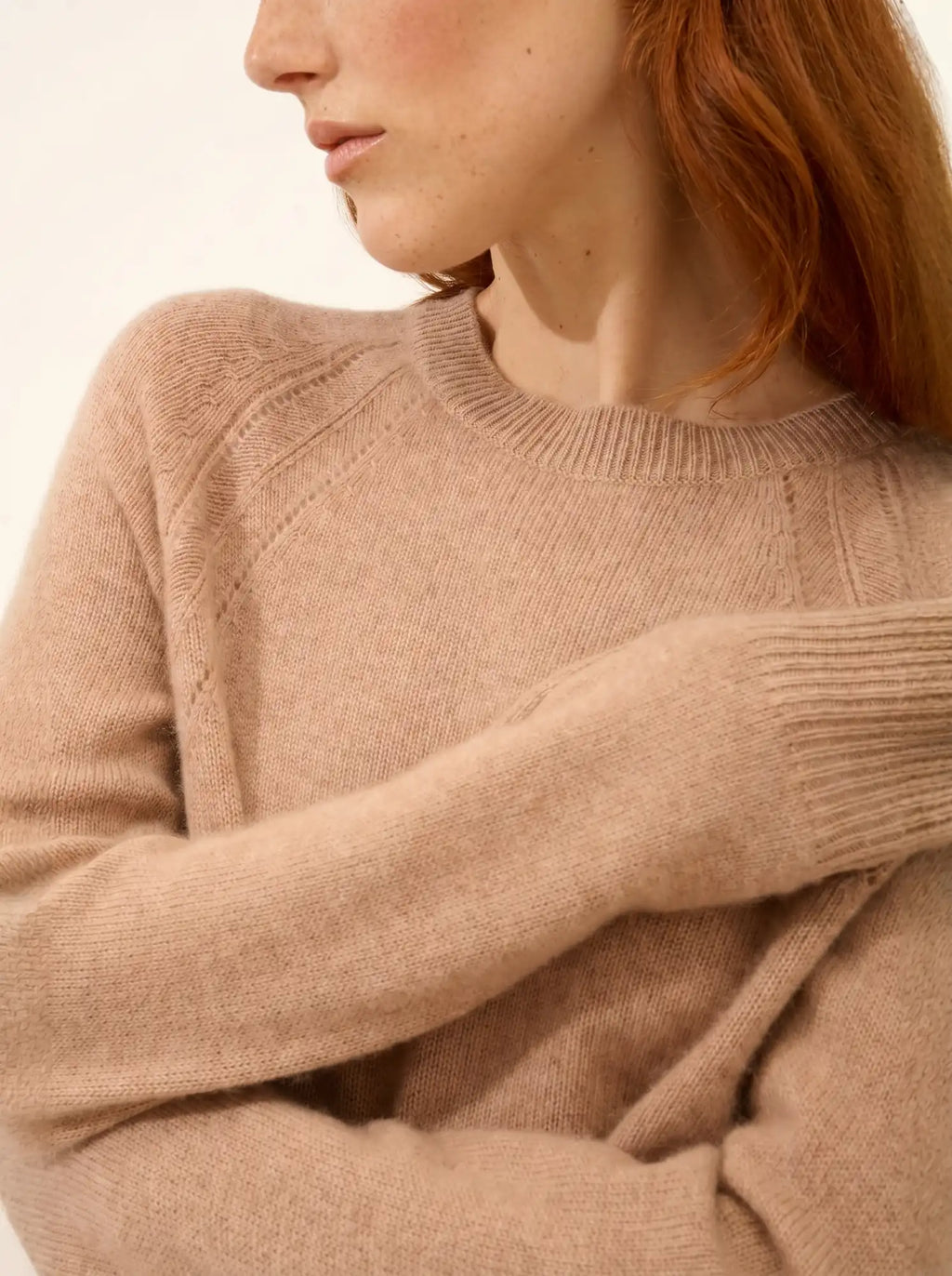 AREQUIPA Pullover Rundhalsausschnitt 4-fädig Camel meliert