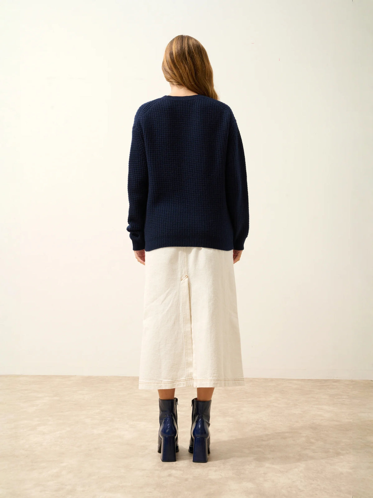 ASSAM Pull Col Rond 6 Fils Bleu Marine
