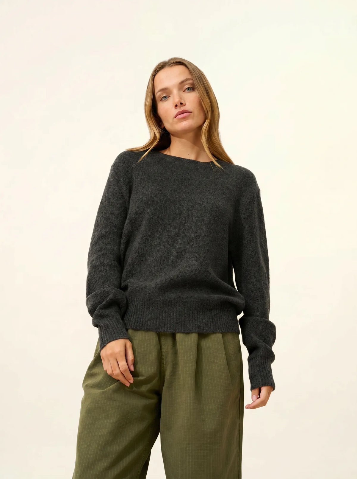 CETAN Pull Col Rond 6 Fils Carbone Chiné