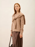 CETAN Pull Col Rond 6 Fils Camel Chiné