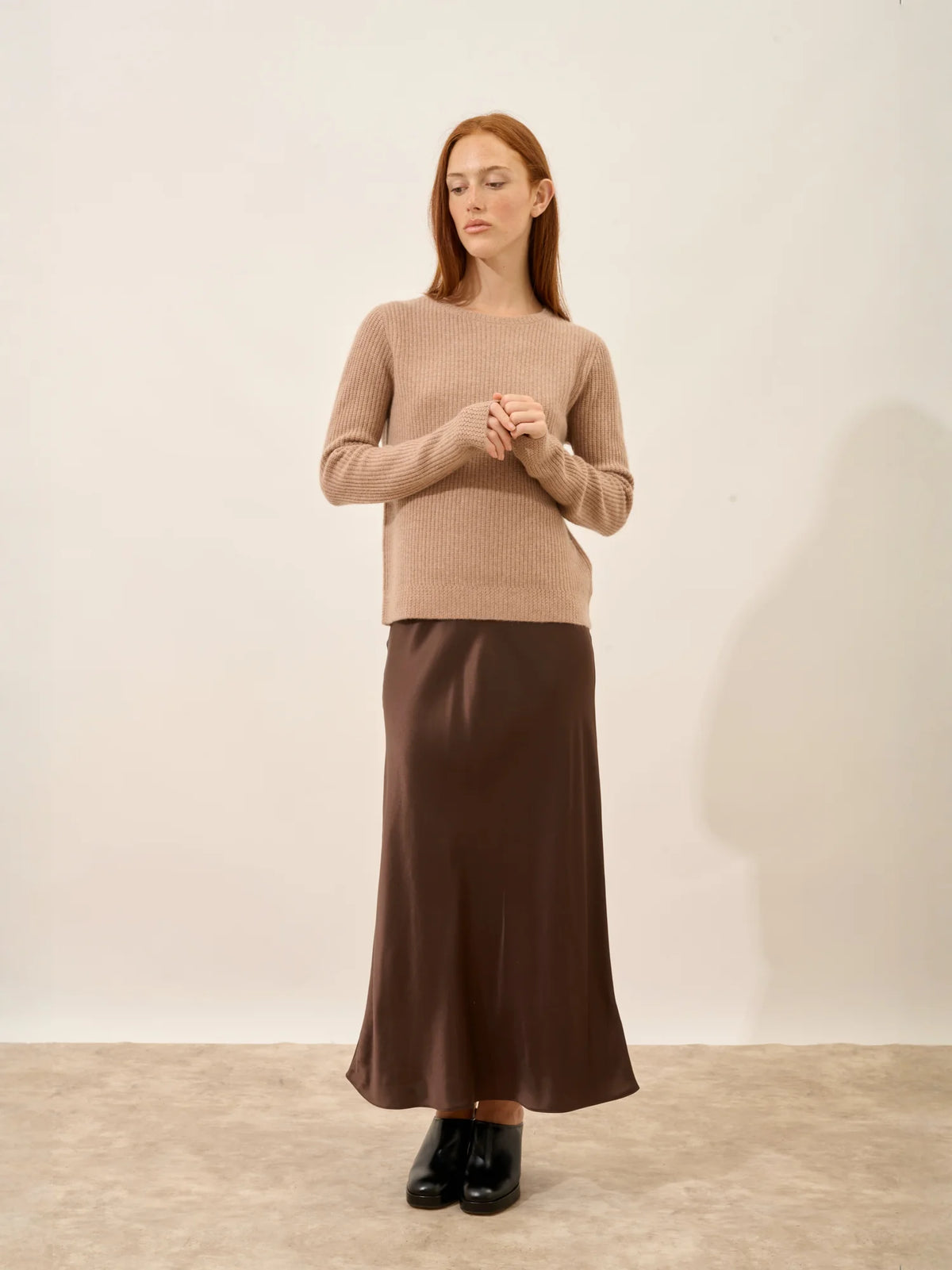 CETAN Pull Col Rond 6 Fils Camel Chiné